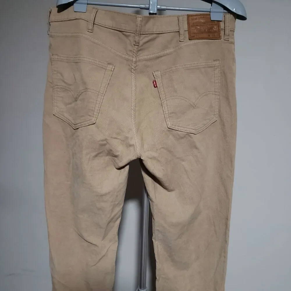Levi's 511 Premium Corduroy Pants Mens W38 L32 Tan Khaki Slim Fit Stretch Cords